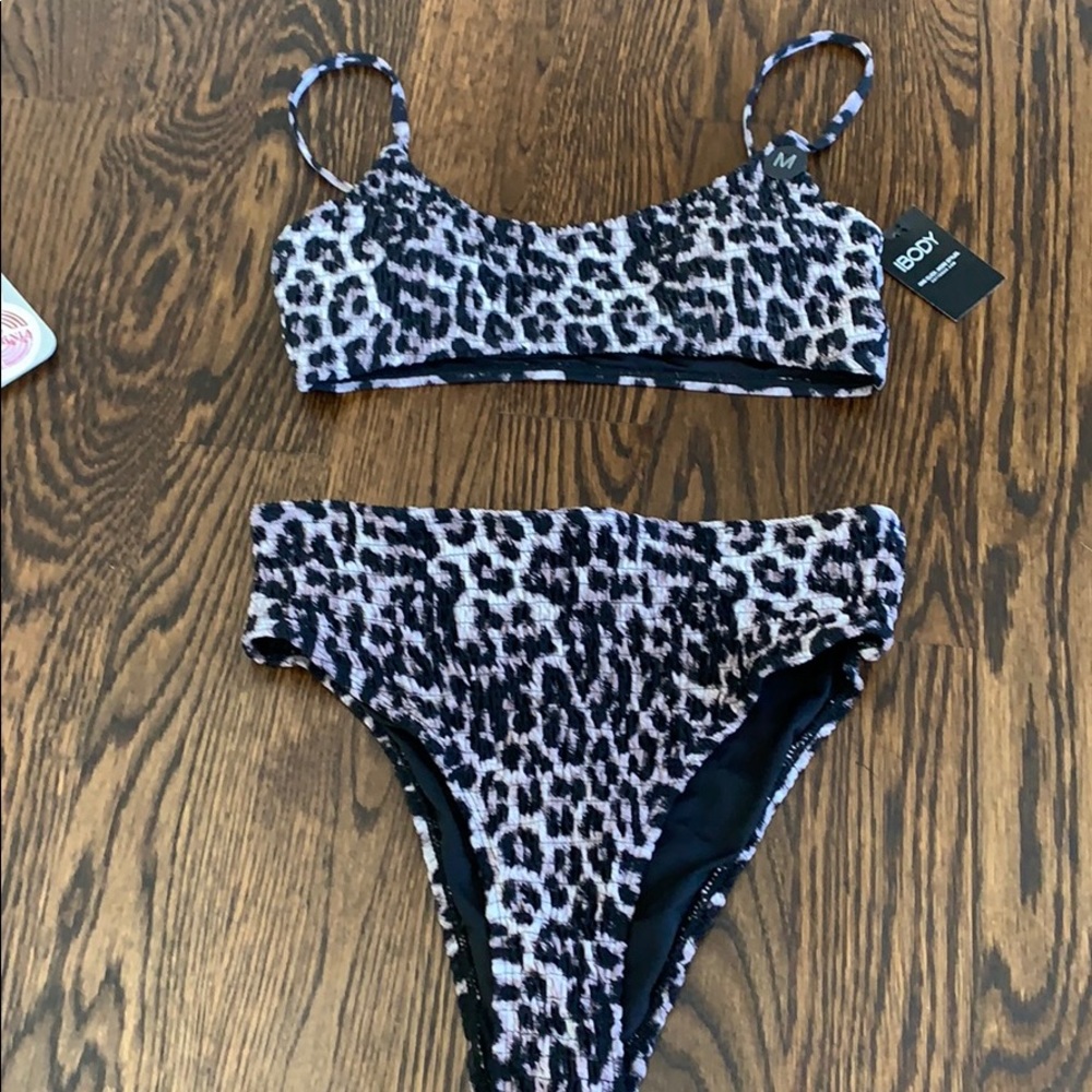 Cheetah print bikini top and bottom